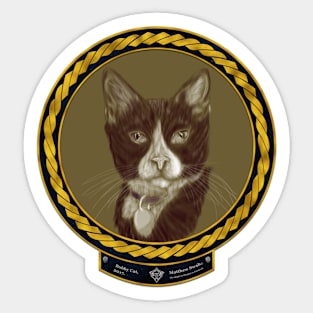 Bobby Cat (frame gold celtic rope space) Sticker